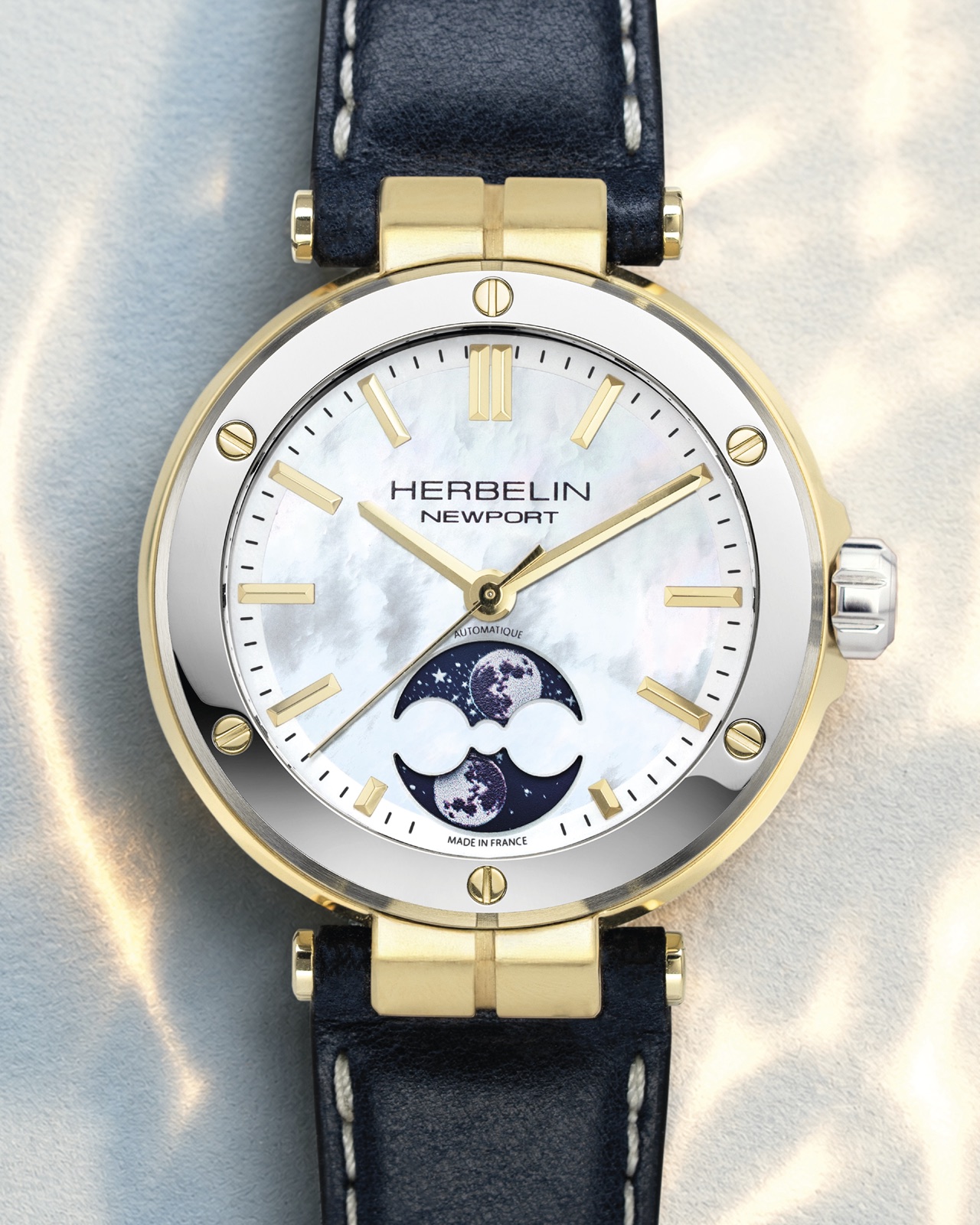 HERBELIN Newport Automatique Lady Mondphase mit Perlmuttzifferblatt