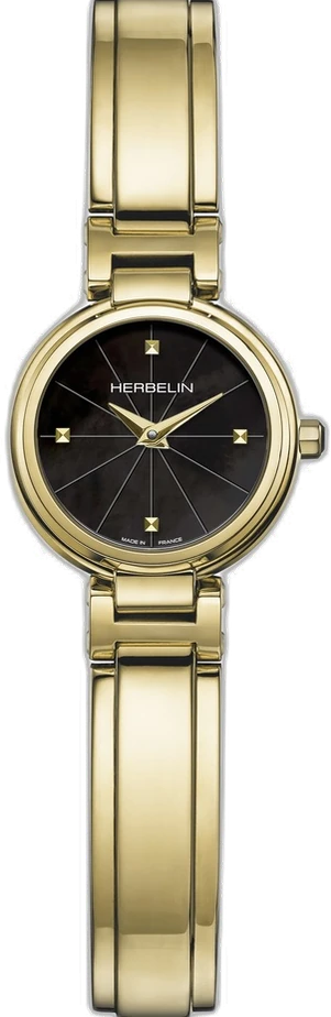 LADY H PVD gelbgoldfarben schwarz Perlmutt 17312BMP1N49 – Front