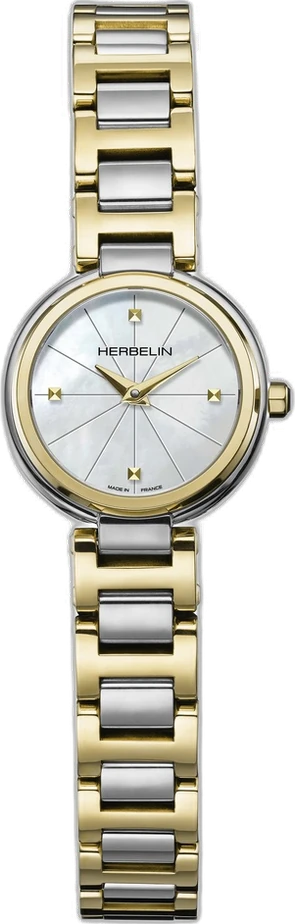 HERBELIN LADY H Bicolor Metallband weiß Perlmutt 17312BT1N19