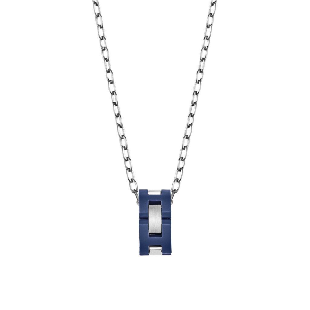 HERBELIN Cap Camarat Herrenkette mit Edelstahl-/Keramik-Anhänger Blau, 60 cm