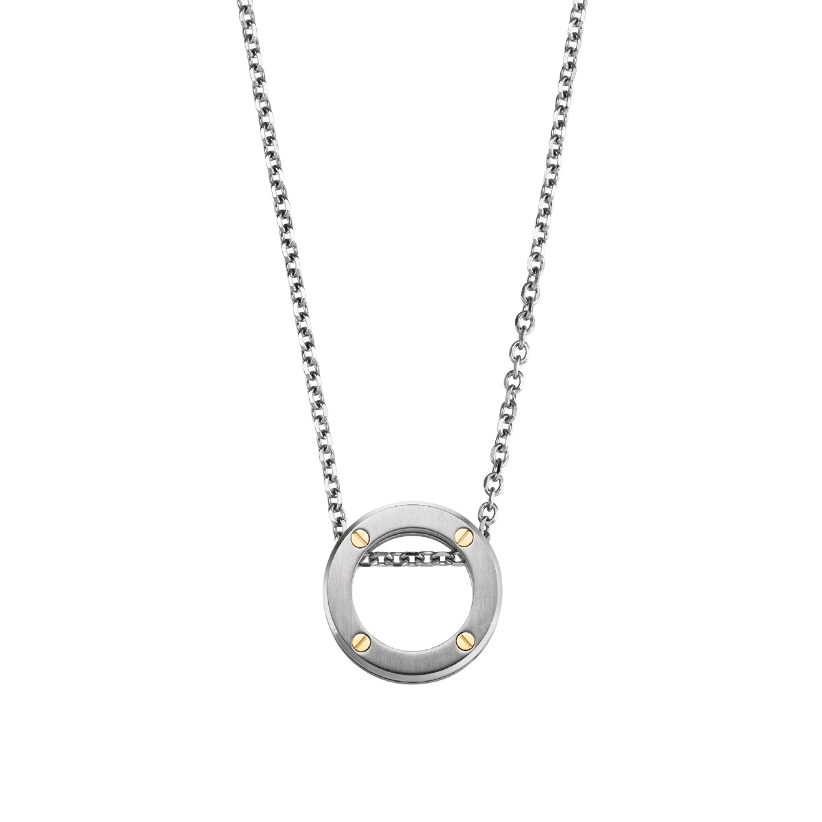 HERBELIN Newport Herrenkette mit Edelstahl-Anhänger und 9 kt Gelbgold-Schrauben, 60 cm