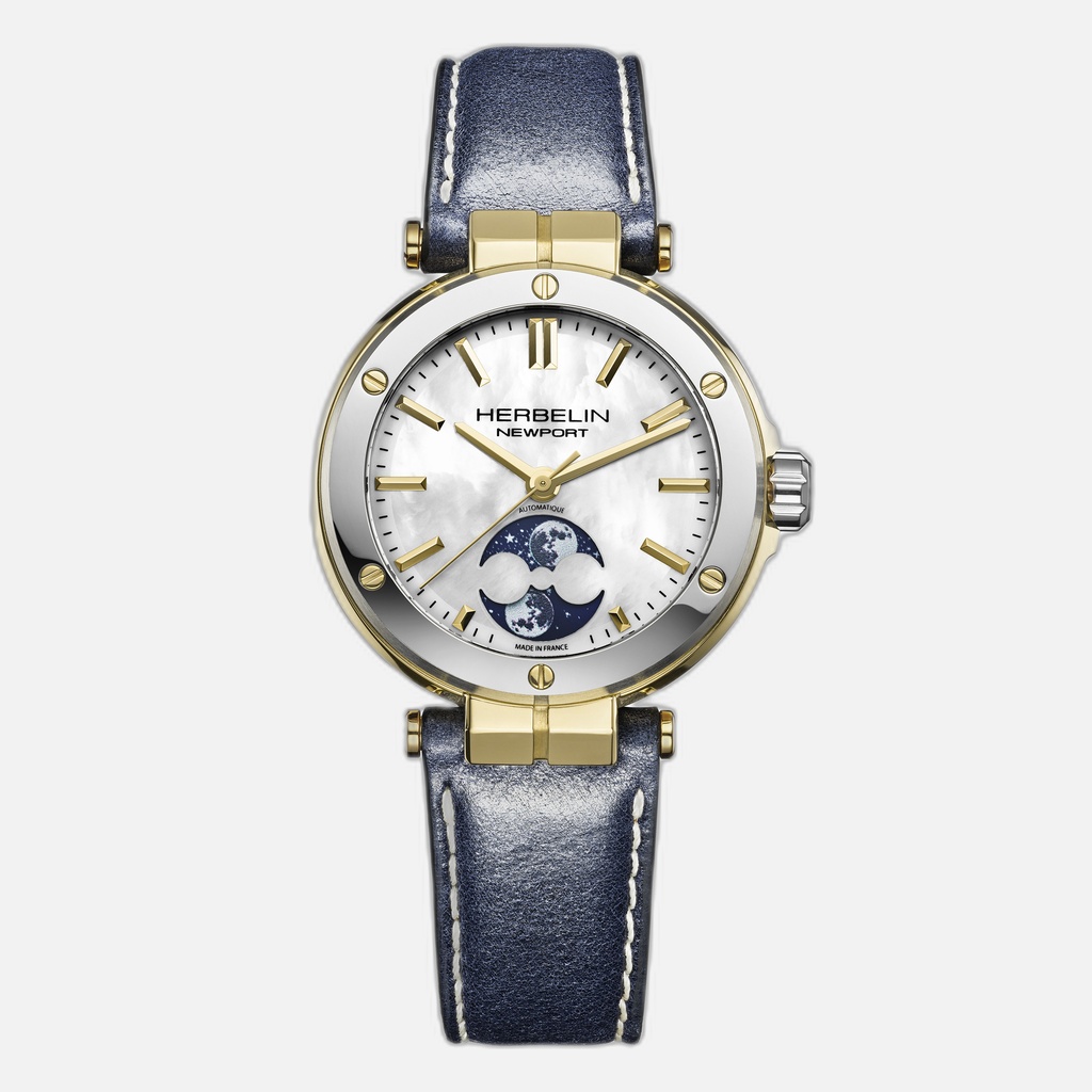 NEWPORT AUTOMATIC Mondphase Perlmutt Lederband 2879T1N19BL