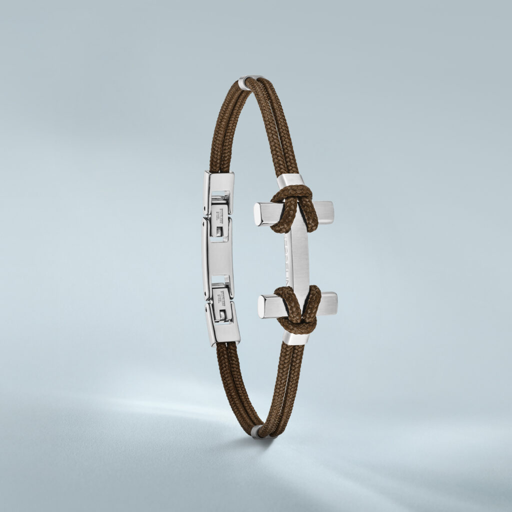 HERBELIN H Amarrage Herrenarmband Edelstahl/Hellbraun