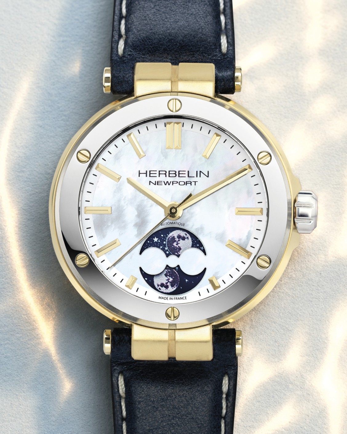 HERBELIN Newport Automatic Mondphase 2879T1N19BL mit Perlmuttzifferblatt
