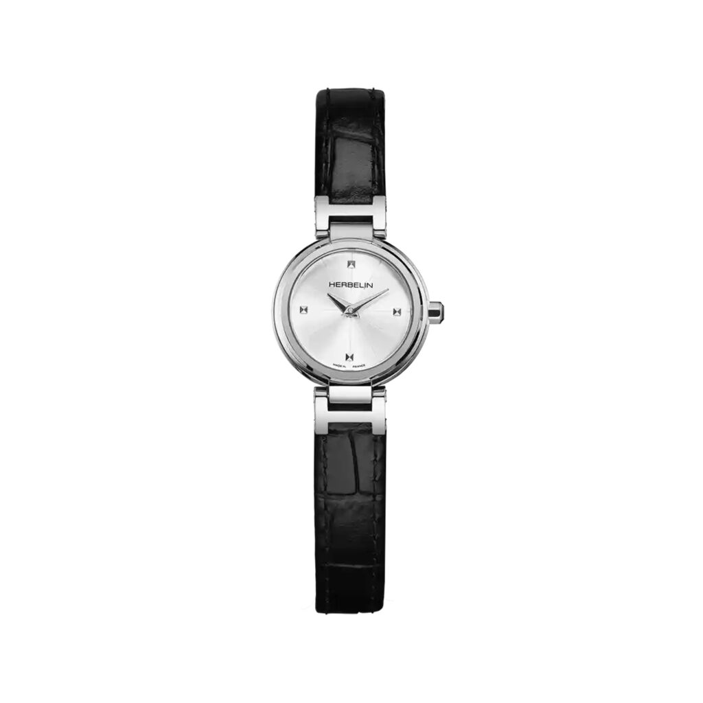 LADY H Edelstahl Lederband schwarz 17312AP12