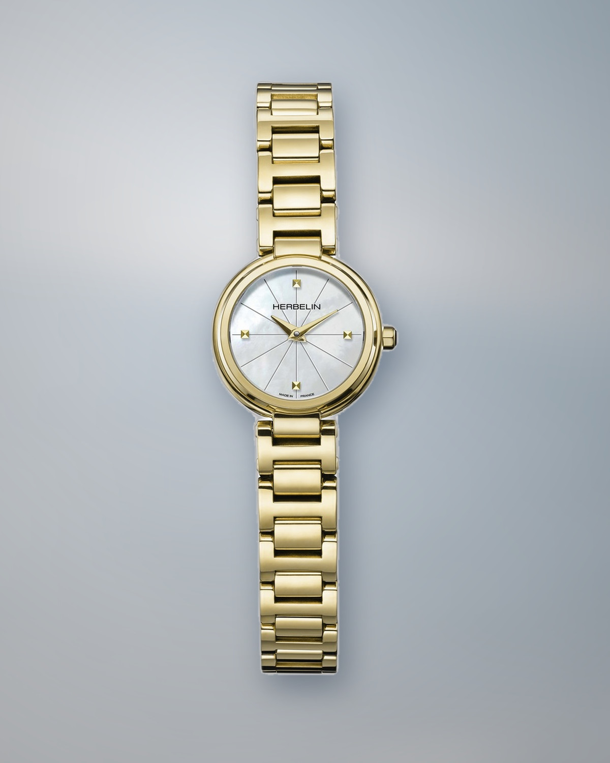 HERBELIN Lady H 17312BP1N19 in PVD-Gelbgold mit weißem Perlmutt-Zifferblatt