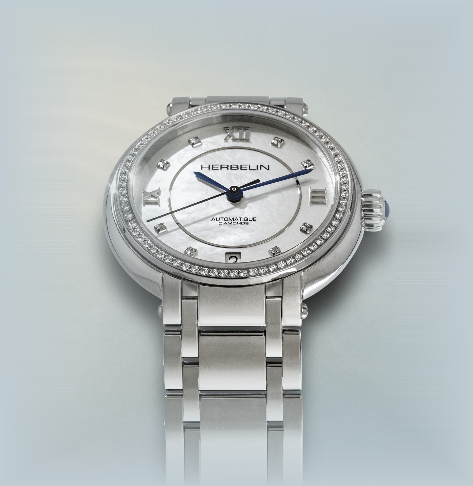 HERBELIN Galet Automatique mit Diamantlünette und Perlmutt-Zifferblatt