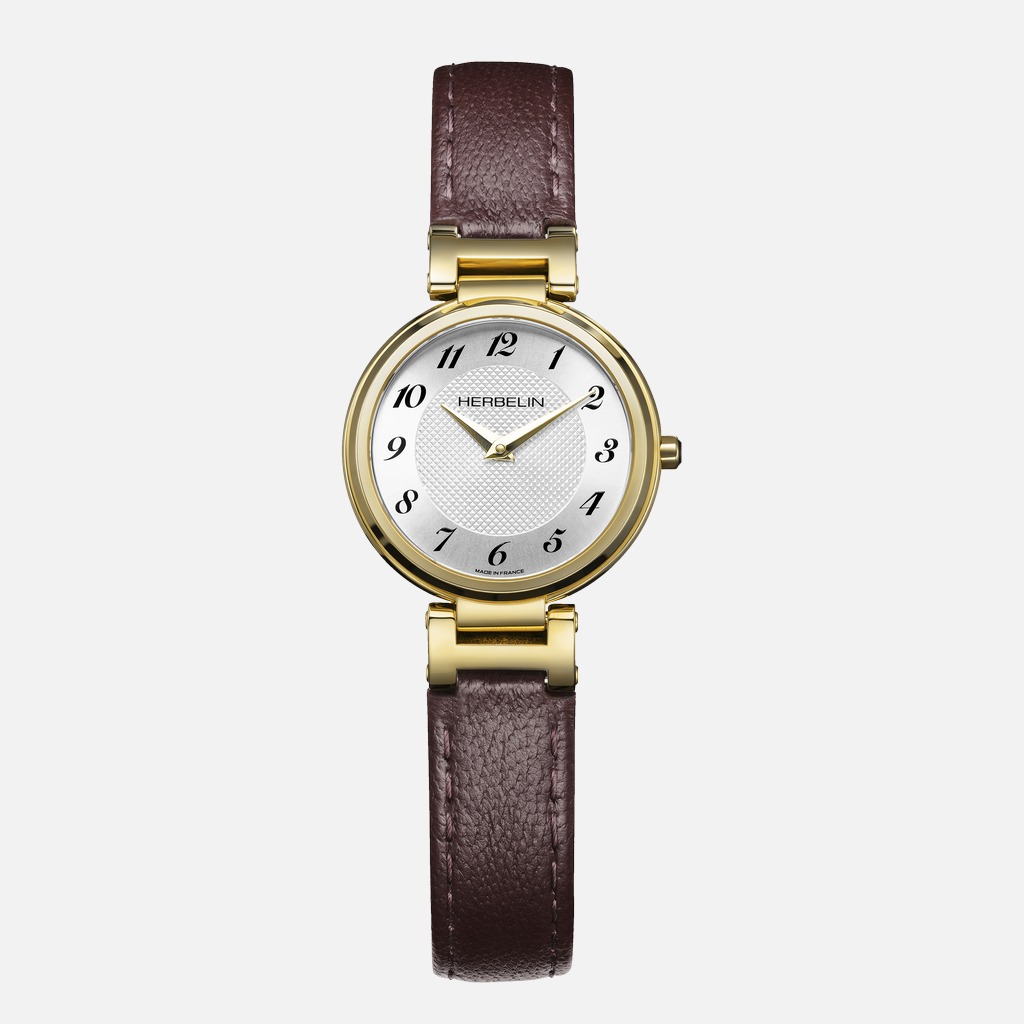 HERBELIN LADY H PVD Gold Lederband bordeaux 17512P1N28BU