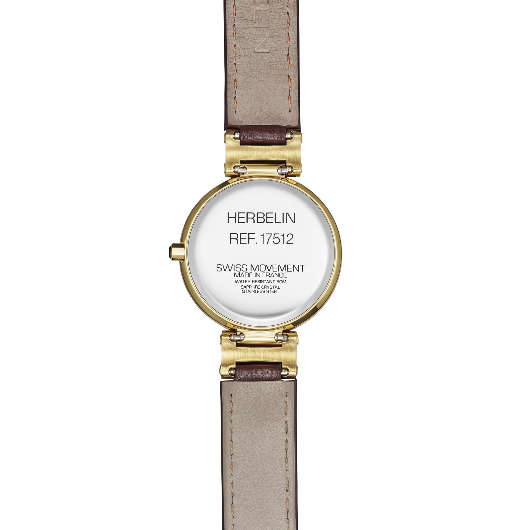 HERBELIN LADY H PVD Gold Lederband bordeaux 17512P1N28BU