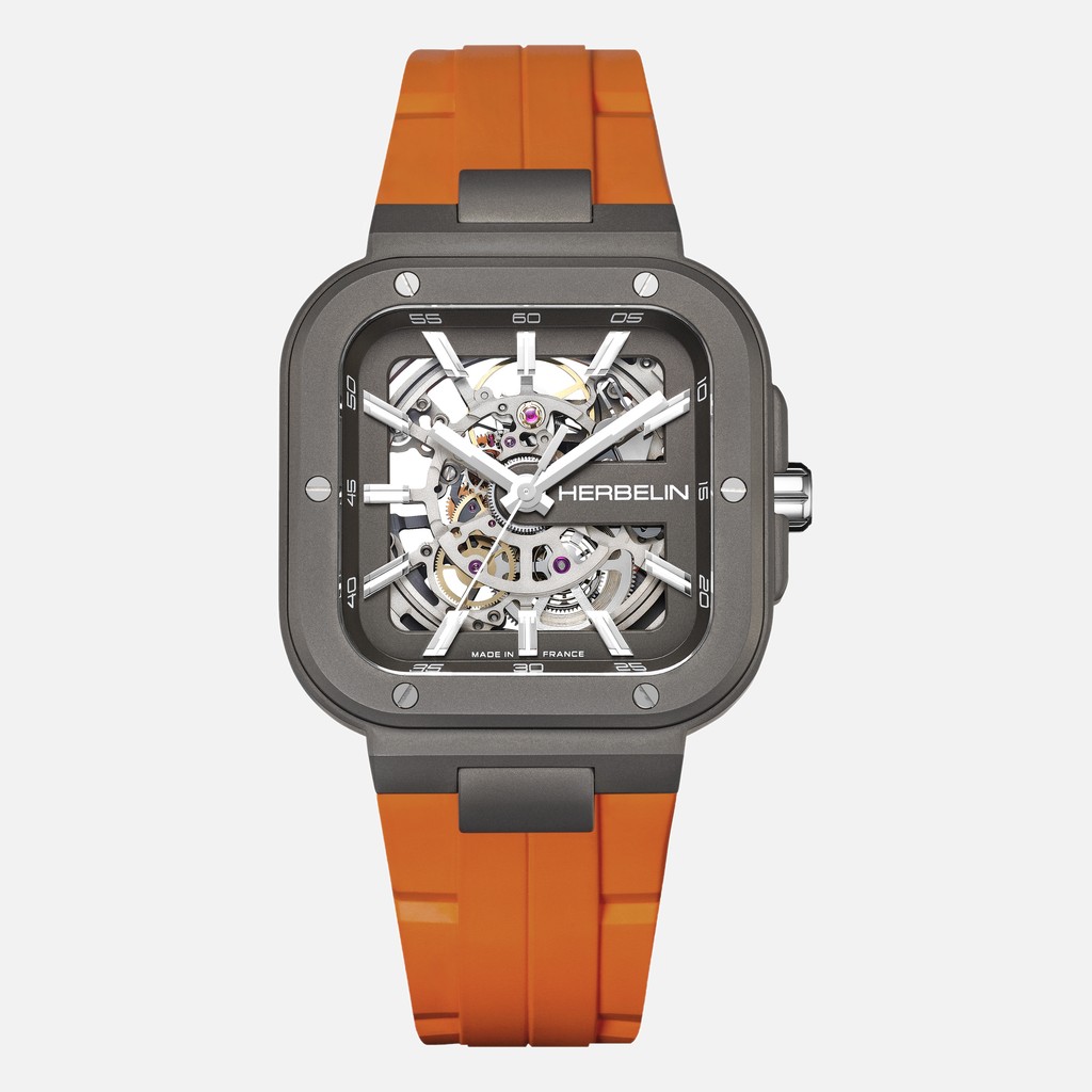 HERBELIN CAP CAMARAT SQUARE Skelett Titan Orange 1846SQTDCMD – Vorderansicht