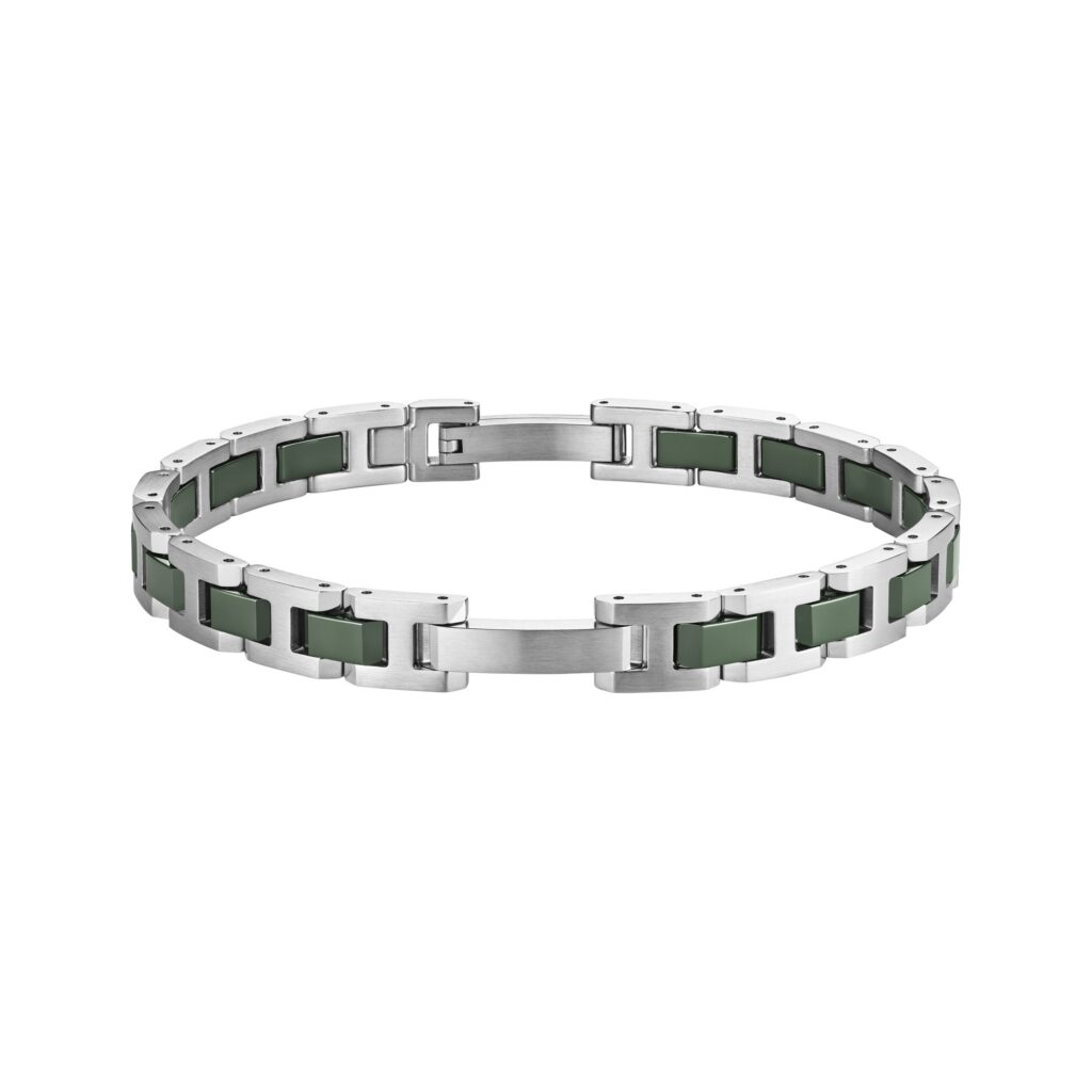 HERBELIN Cap Camarat Herrenarmband Edelstahl/Keramik Khaki, 8 mm