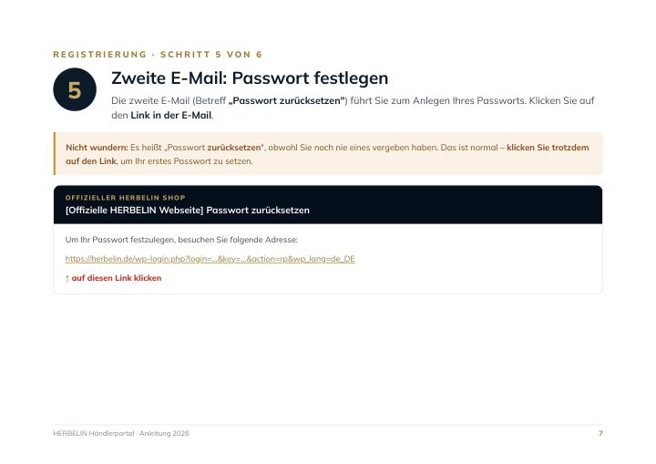 Schritt 5: Zweite E-Mail: Passwort festlegen